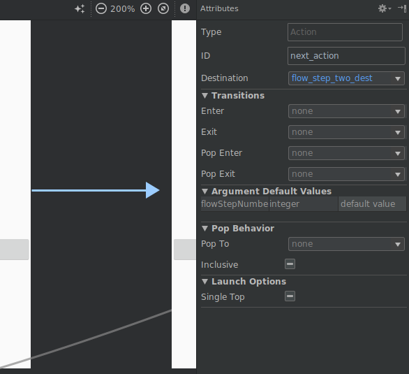 작업 속성을 보여 주는 선택된 화살표의 스크린샷