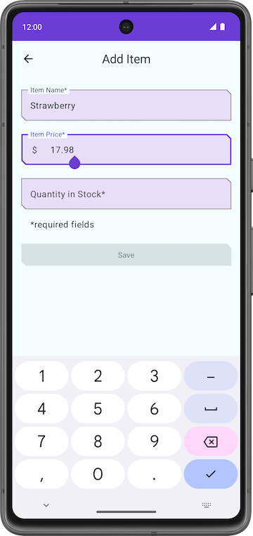 手机屏幕显示:部分商品详情已自动填充,“Save”按钮已停用