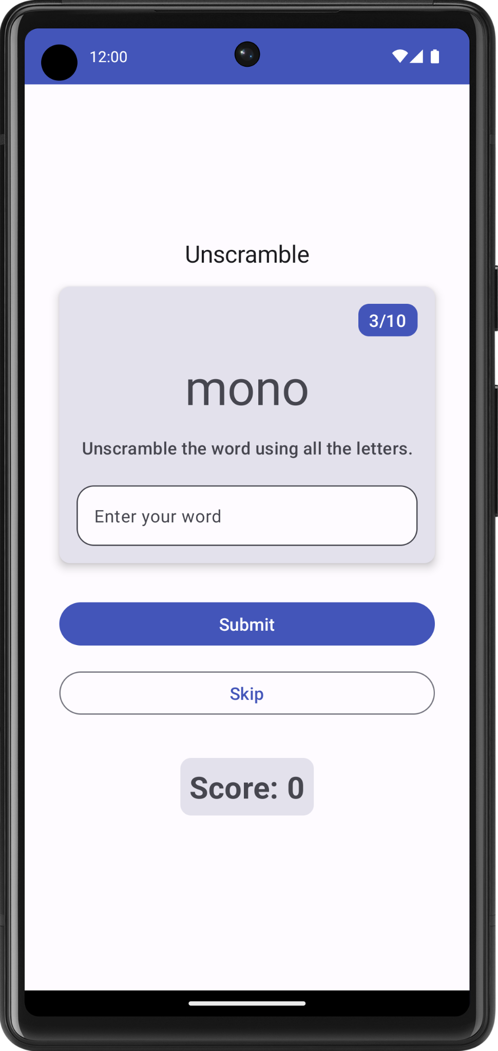 pantalla del juego con una palabra desordenada diferente y se omiten 3 palabras e87bd75ba1269e96.png