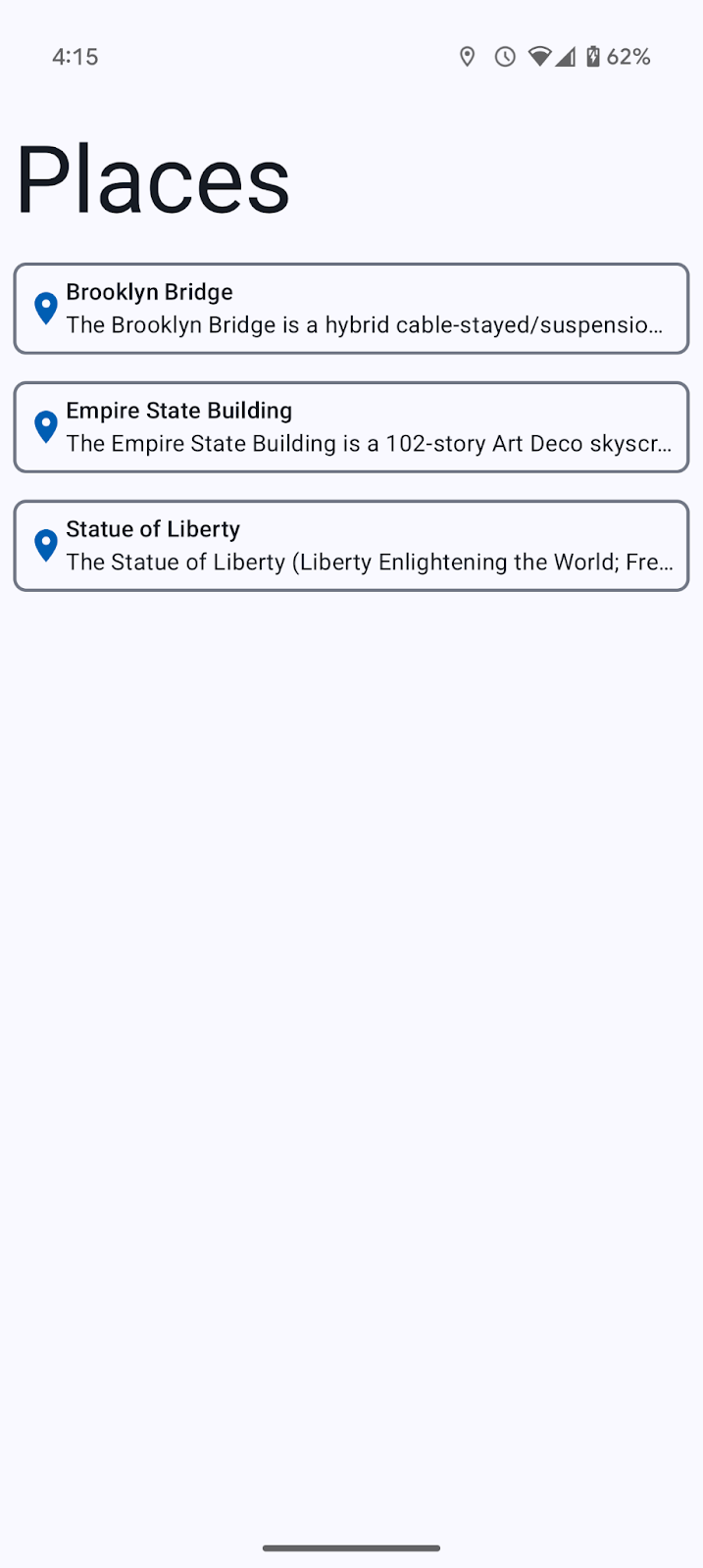 Agora há uma linha adicional de texto na tela para o estado de projeção &quot;Not projecting&quot;