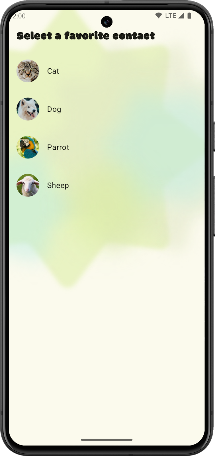 SociaLite AppWidget 設定活動顯示 4 個可供挑選的聯絡人。