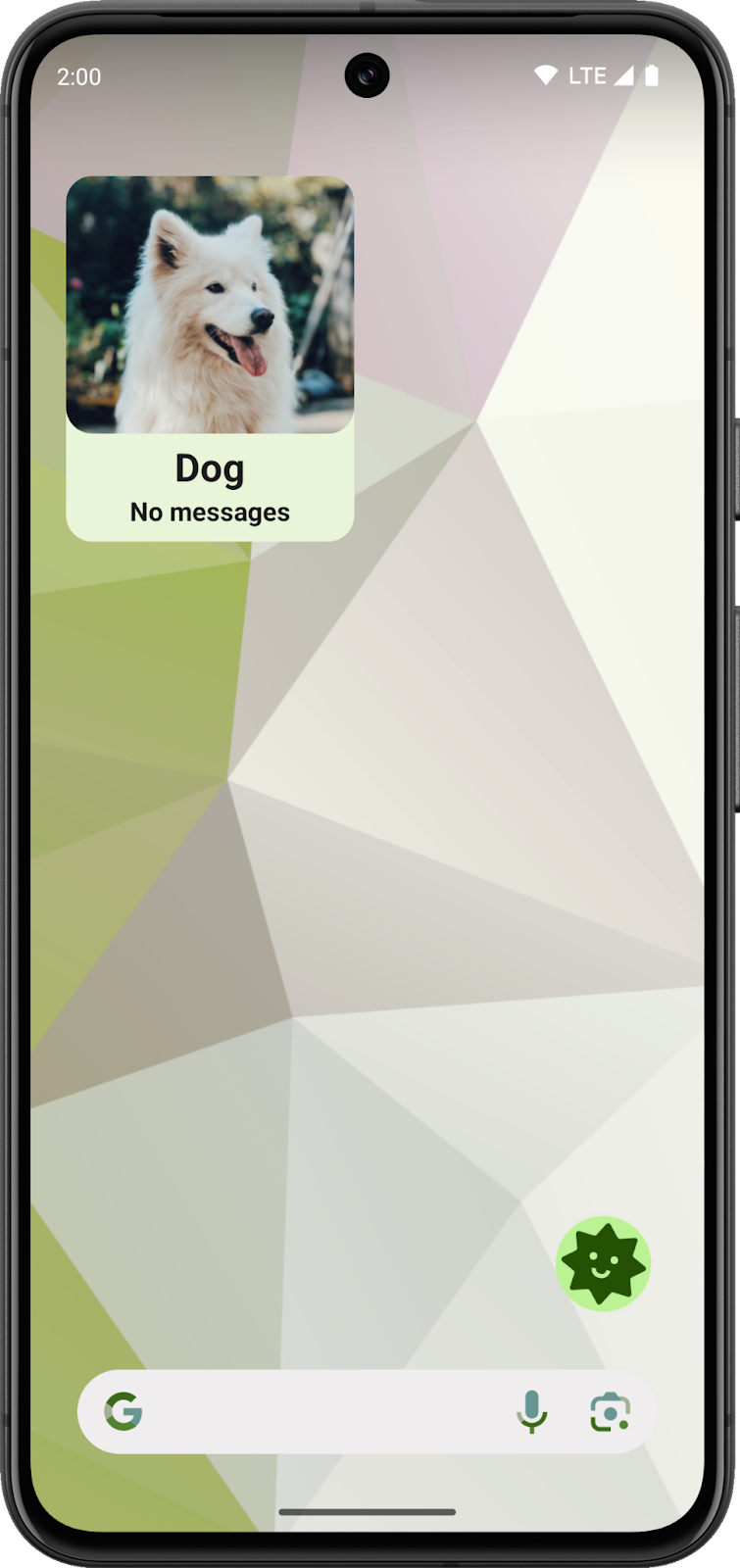 一个 Android 主屏幕,其中以浅色主题显示已完成的 SociaLite widget。