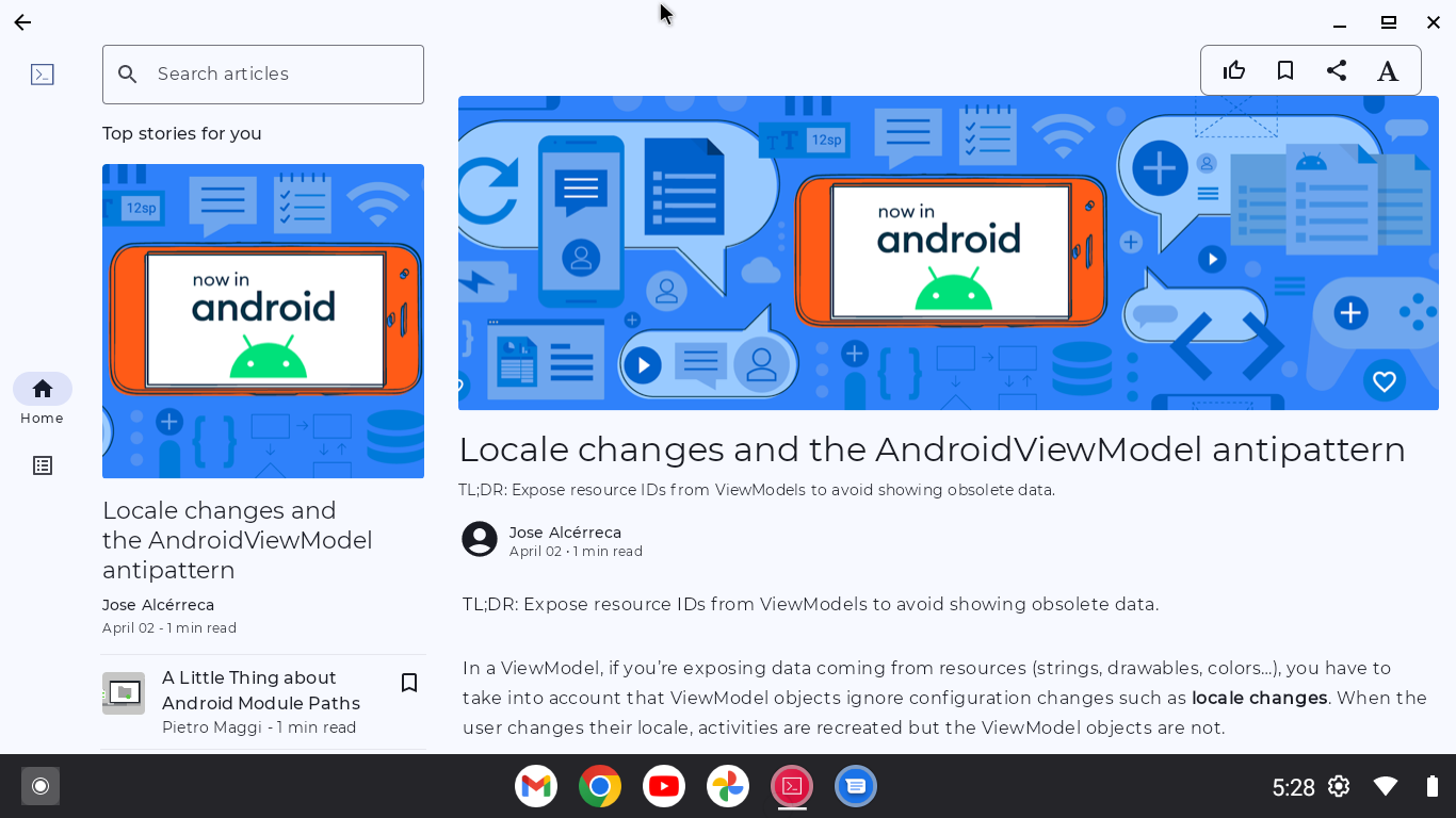 The app is running on a Desktop emulator in expanded window size class.
