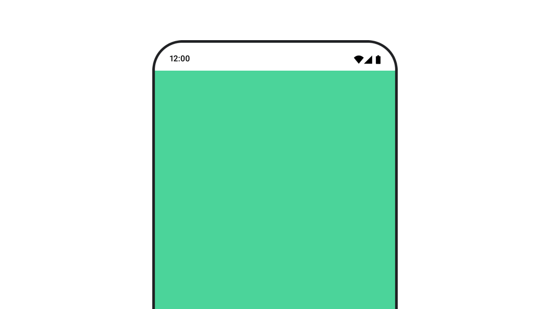 Elemento componible con un color de fondo que cambia con el tiempo como una animación, en la que los colores se desvanecen unos en otros.