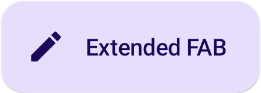 Implementación de ExtendedFloatingActionButton que muestra el texto "Botón extendido" y un ícono de edición.