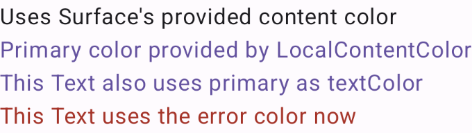 Vorschau der zusammensetzbaren Funktion „CompositionLocalExample“.