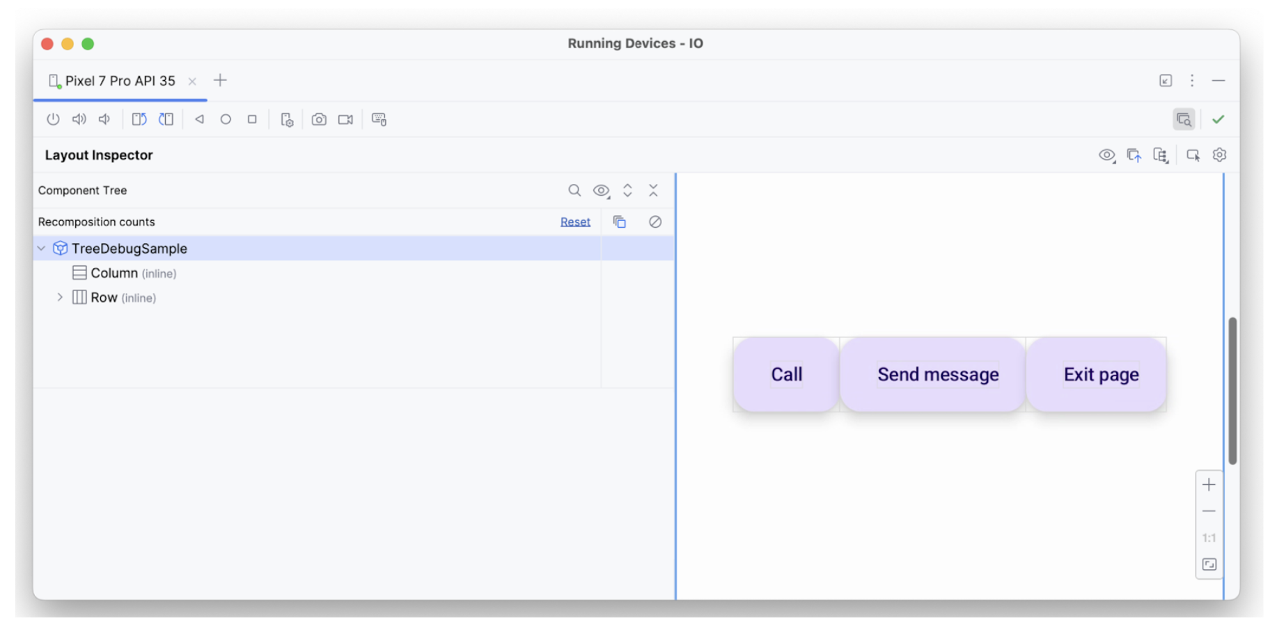 Inspector de diseño con los tres elementos