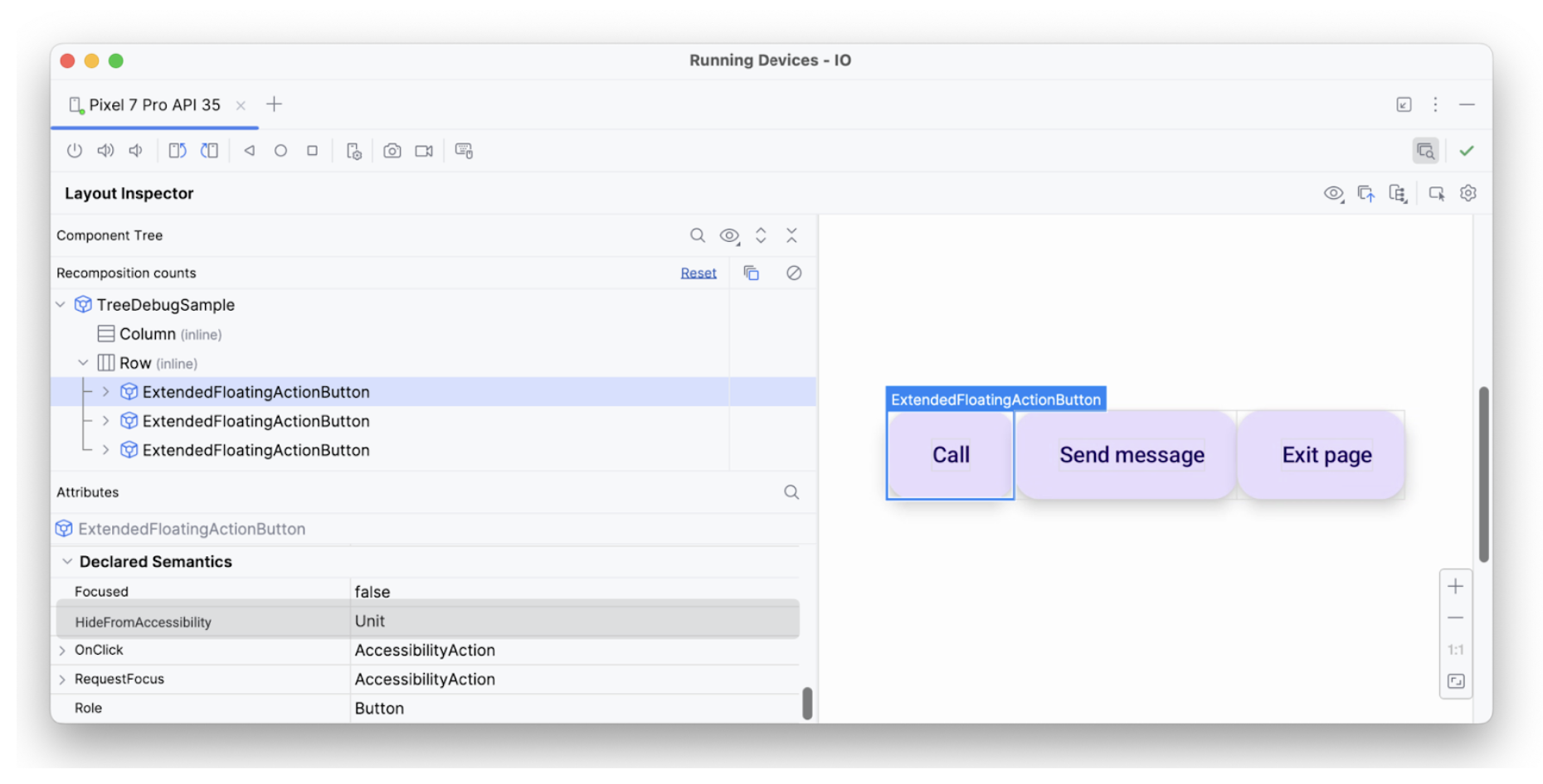 Layout Inspector: hideFromAccessibility を持つ最初の要素
