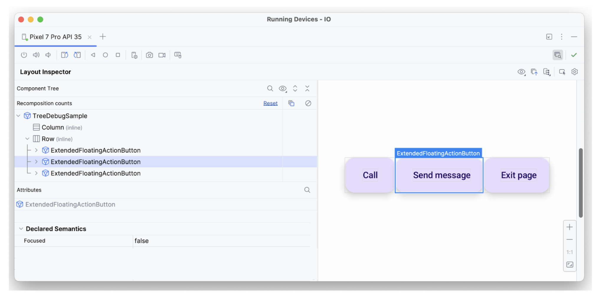 Layout Inspector: second element with focused