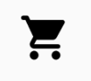 Ícono simple de arte lineal de un carrito de compras con un asa, una cesta y dos ruedas.