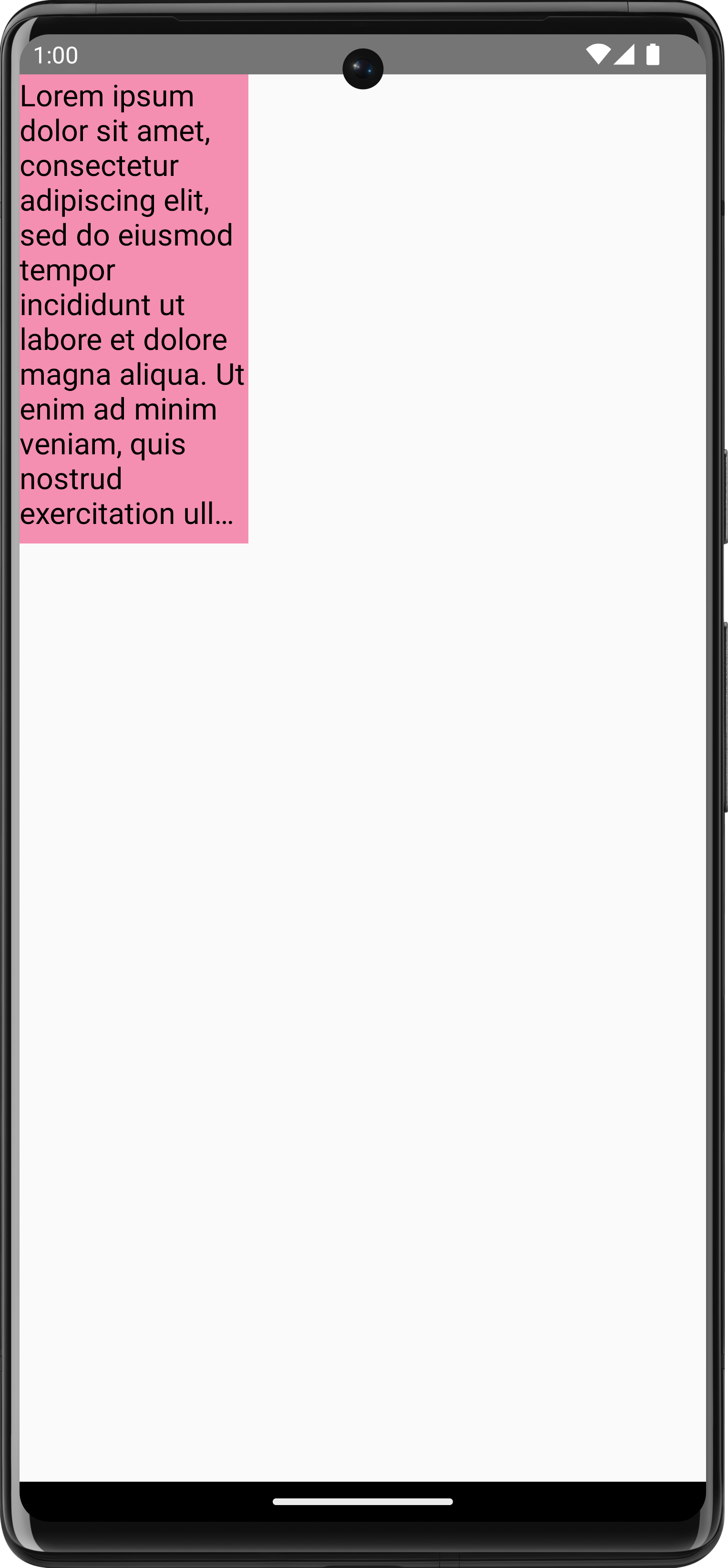 Pembe arka plan üzerinde çizilmiş, üç nokta ile kesilmiş metin.