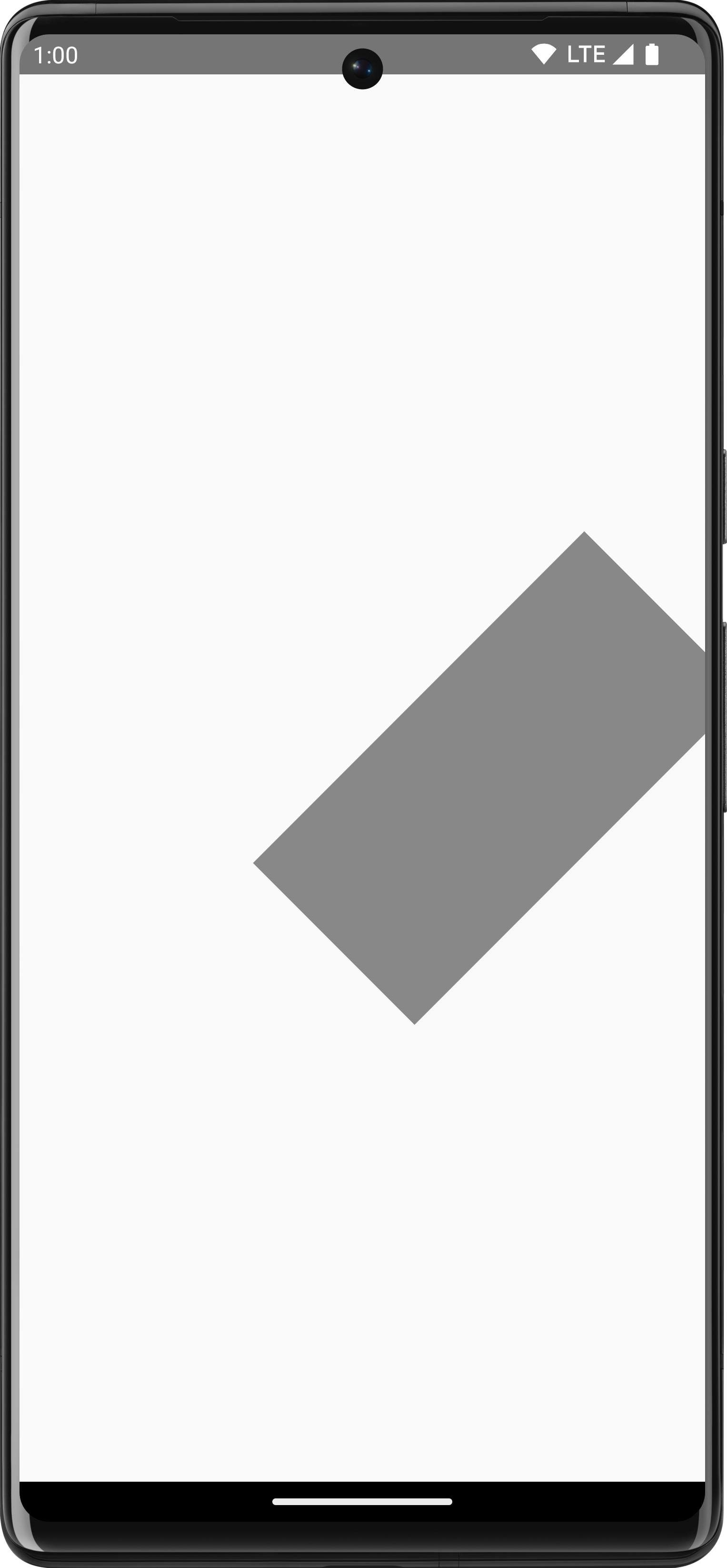 Ein Smartphone mit einem gedrehten Rechteck, das an den Rand des Displays verschoben wurde