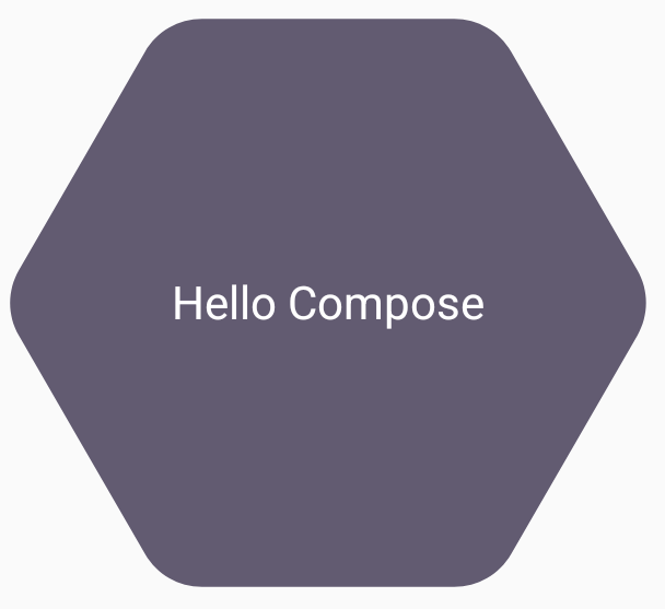 Sechseck mit dem Text „hello compose“ in der Mitte.