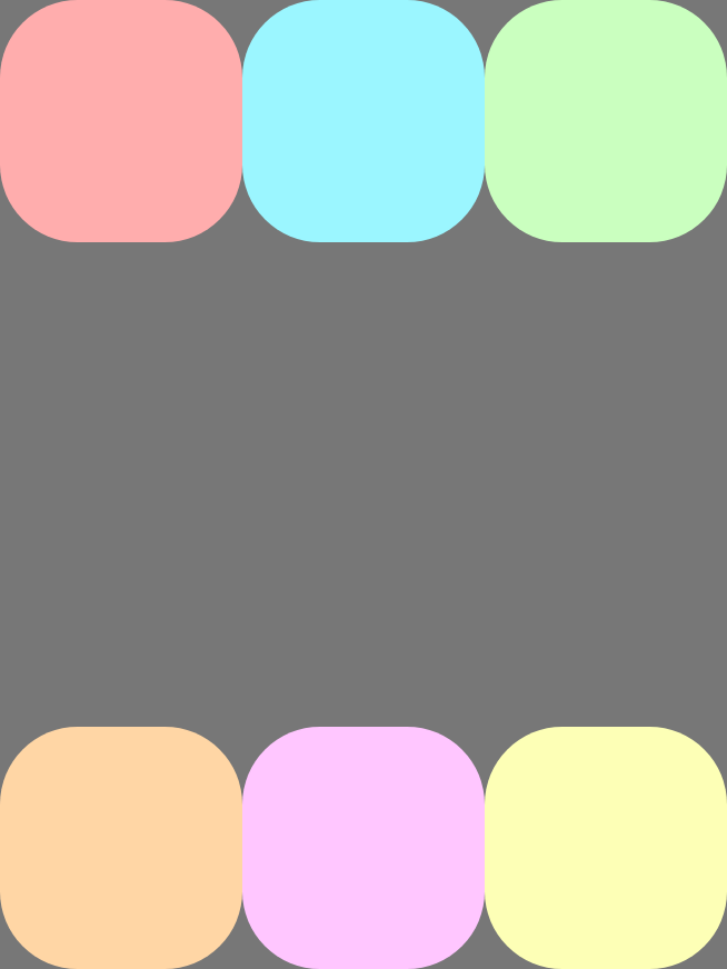 沿著交錯軸分布的多行項目，彼此之間有間距。