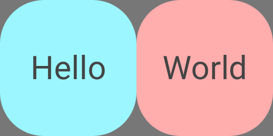 Dos cuadros redondeados, el primero con el texto Hello y el segundo con el texto World.