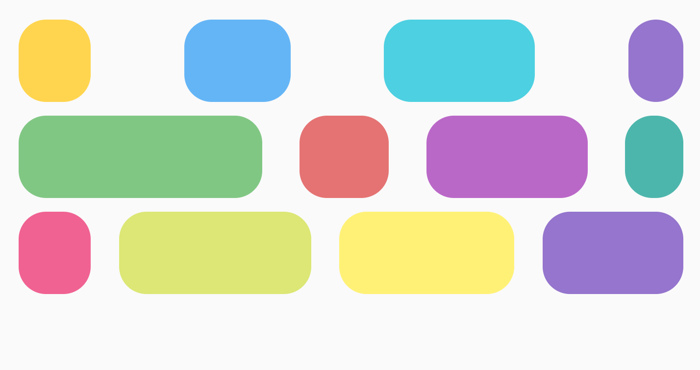 Susunan item dengan ruang di antaranya