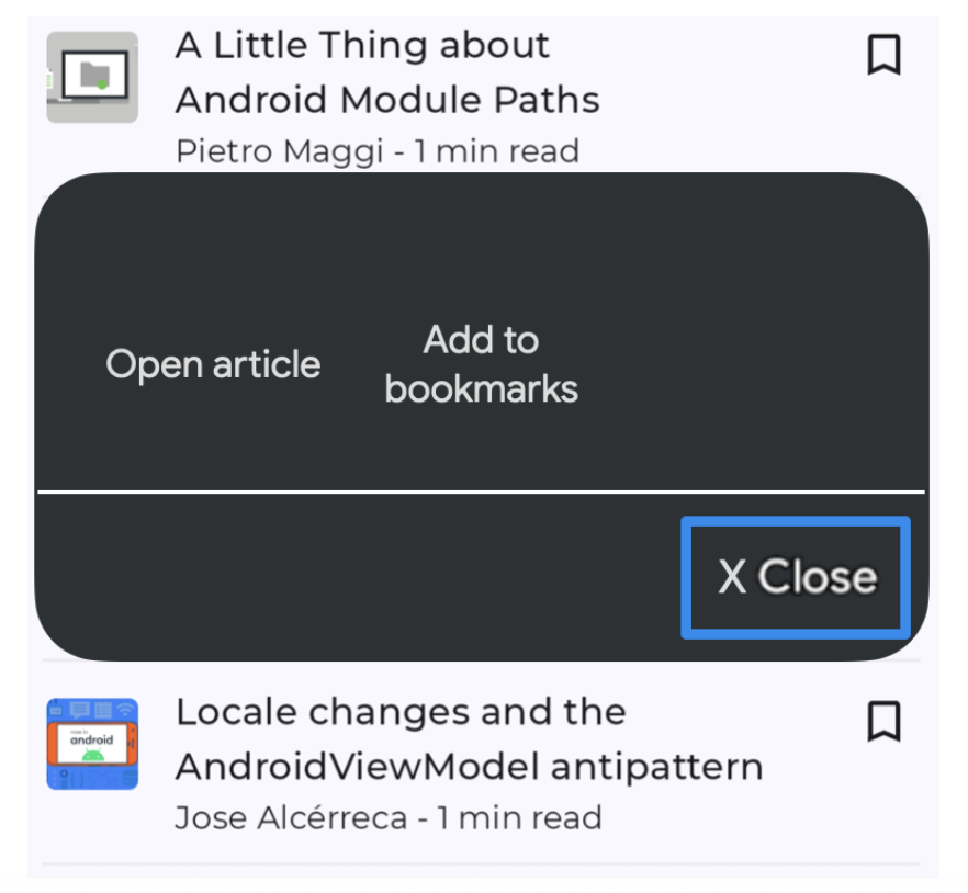 Визуализация меню действий Switch Access.
