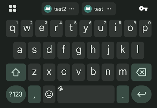 文字工具列中的方塊會顯示已儲存的憑證。
