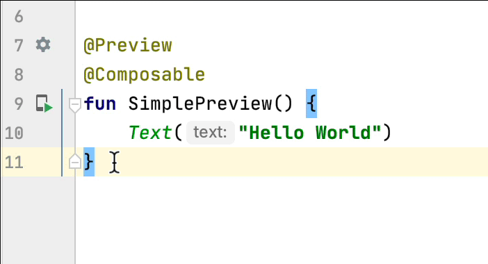 کاربر روی آیکون حاشیه‌ایِ استقرار یک تابع پیش‌نمایش کلیک می‌کند و پیش‌نمایش را روی دستگاه مستقر می‌کند.