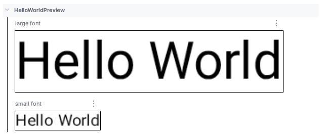 顯示小字體與大字型的 Android Studio 設計分頁
