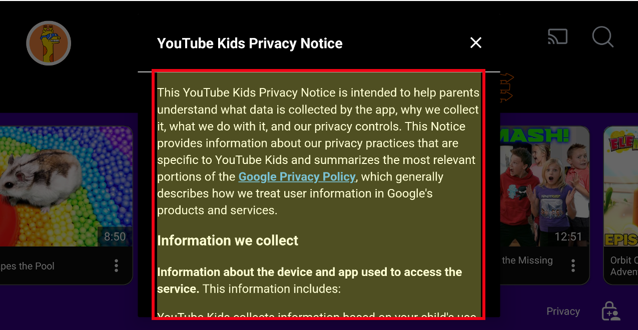 Android 应用打开，其中包含支持的文字，并用红色框突出显示。