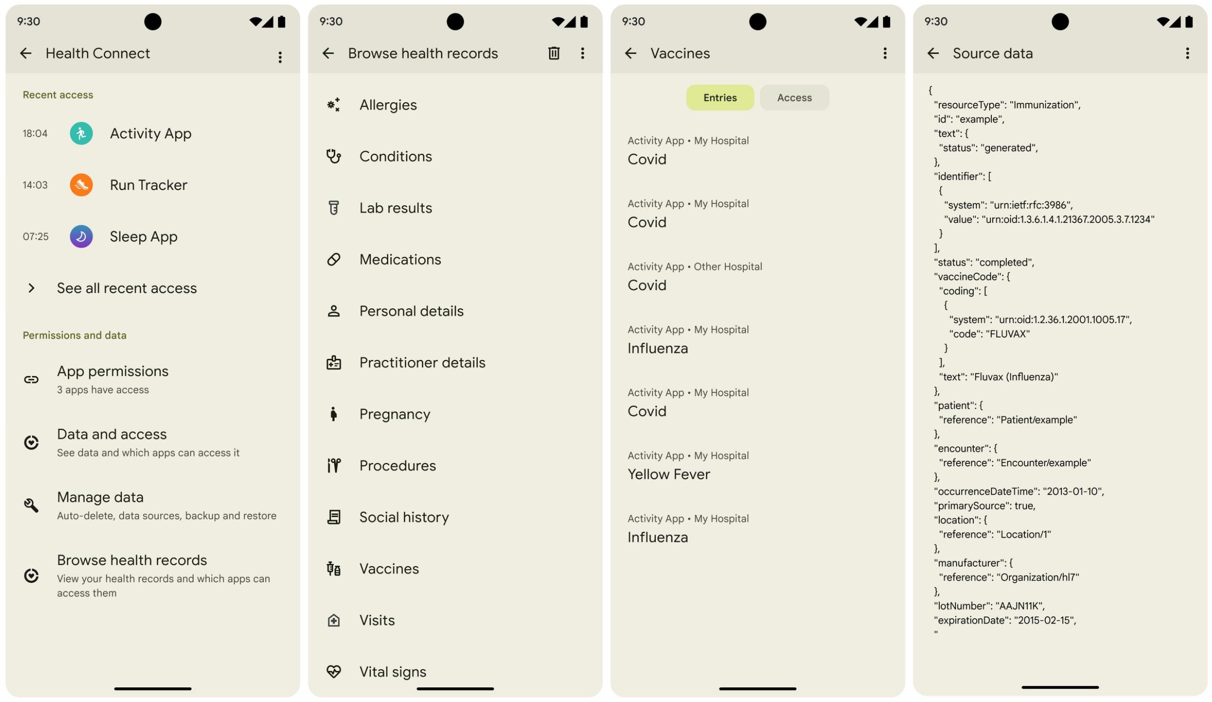 Data browsing screen for medical records