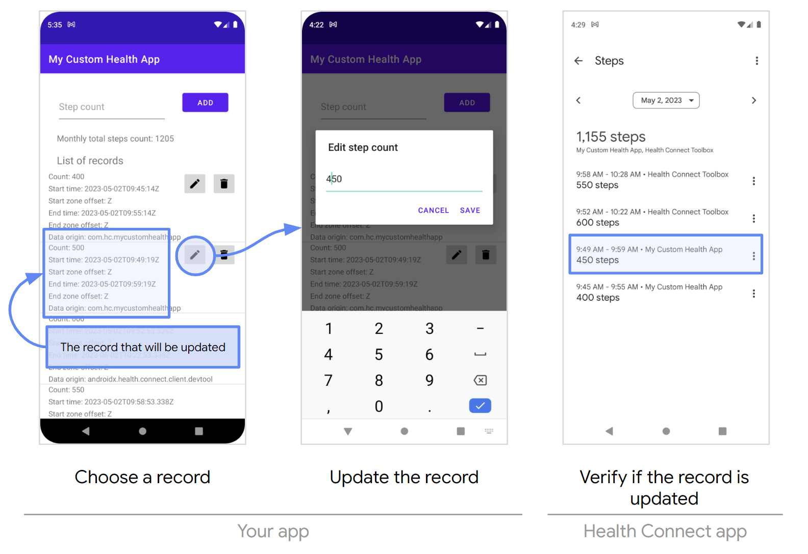 अपने ऐप्लिकेशन के ज़रिए डेटा अपडेट करना
