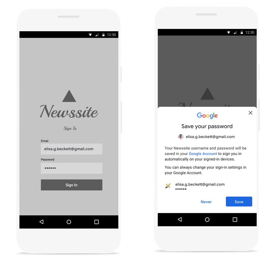 Capture d'écran de l'enregistrement du mot de passe