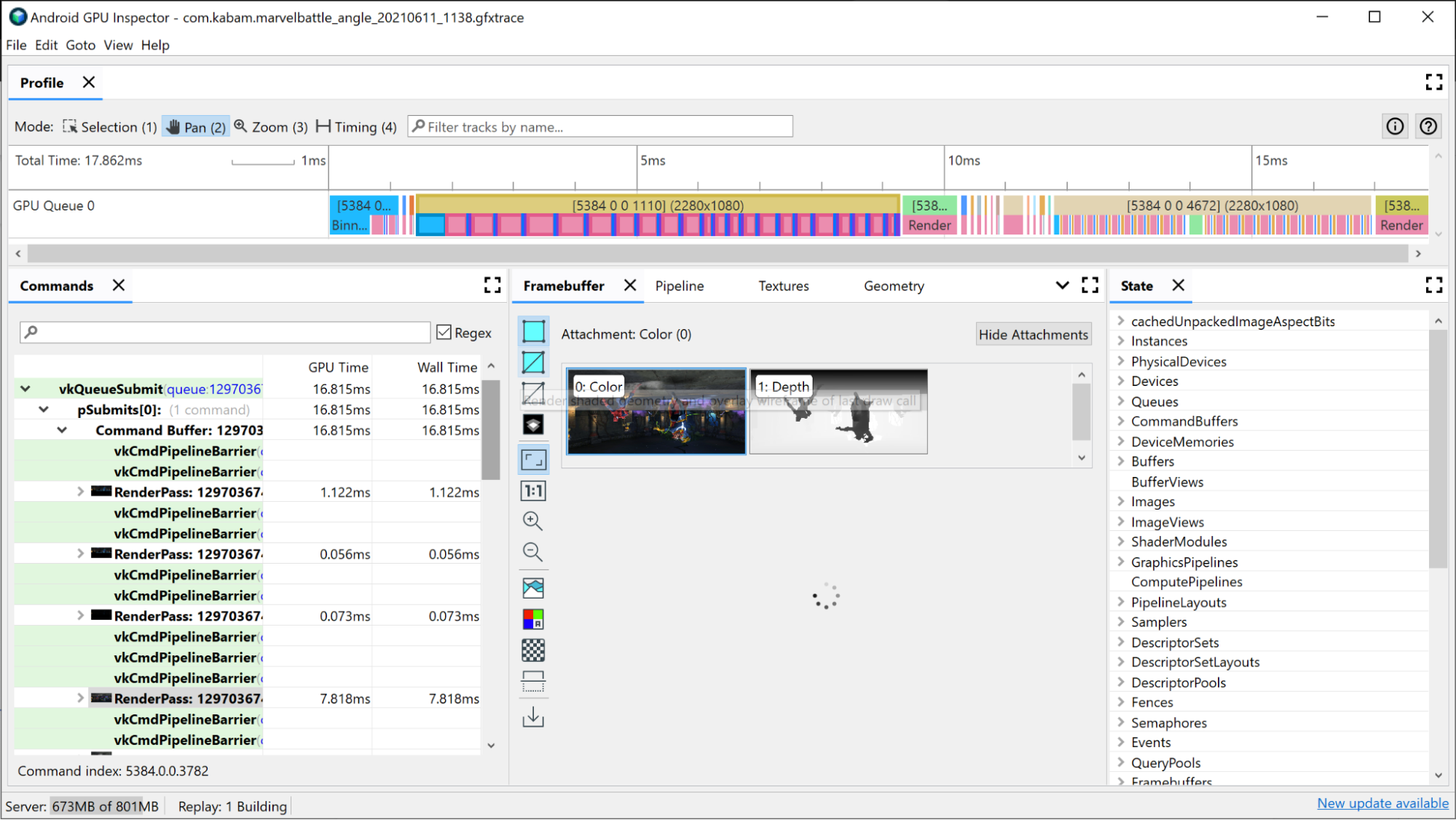 Vue "Chronologie des frames"