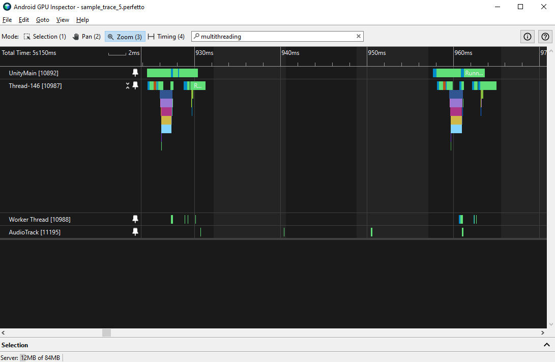 Juego con un subproceso principal y de renderización bien paralelizados, así como un subproceso de trabajo y un subproceso de audio