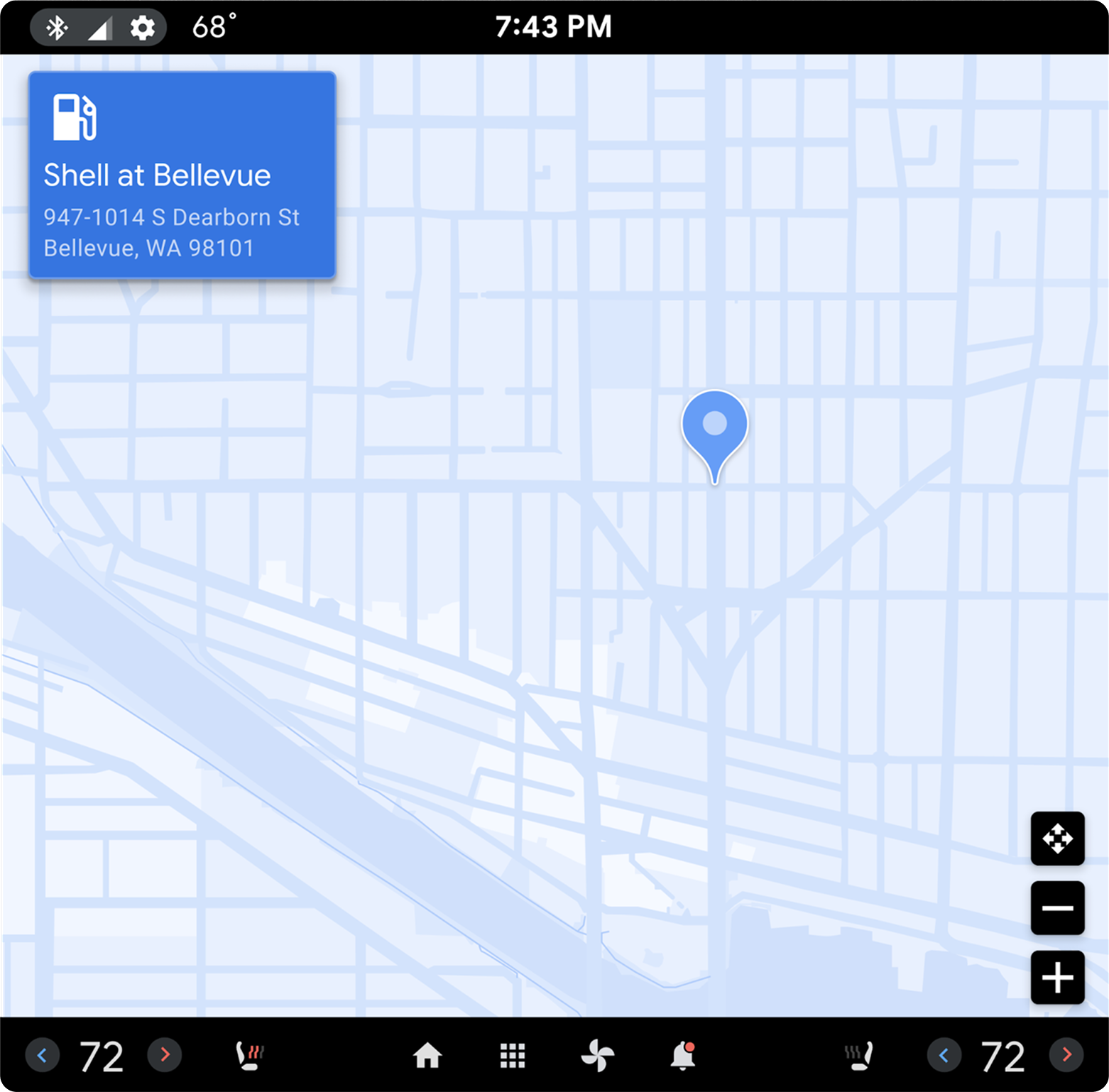 Navigation template showing a message