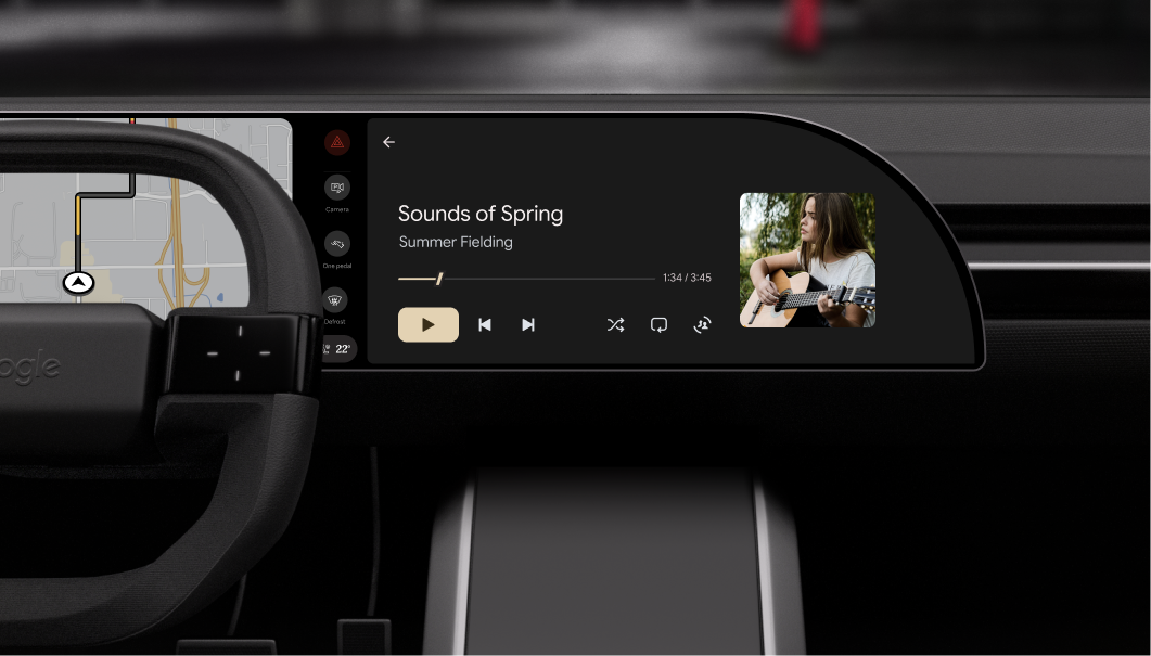 A now playing view of a templated media app