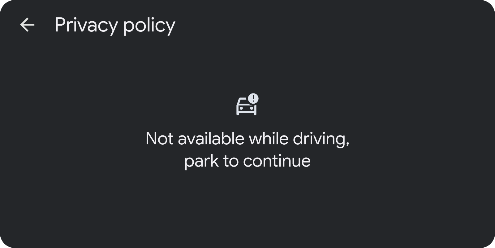 Contoh pesan panjang yang tidak ditampilkan saat mengemudi