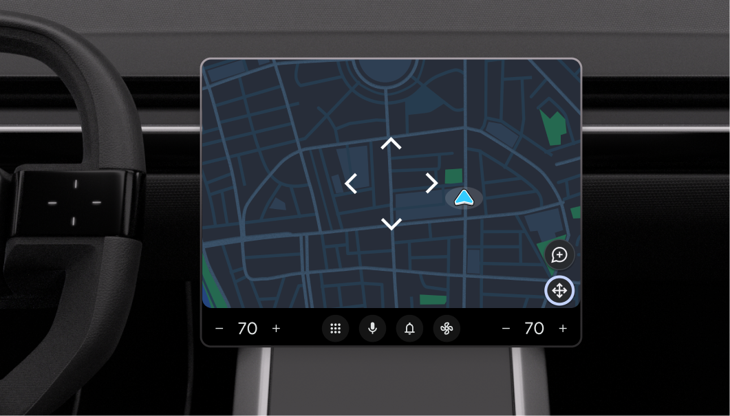 螢幕截圖：地圖顯示平移按鈕