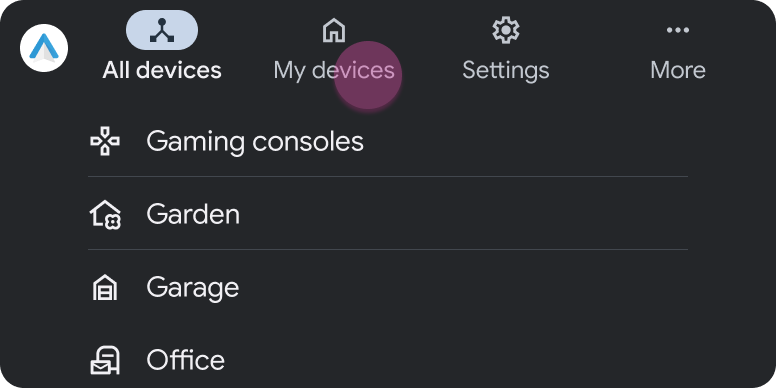 Plantilla de pestaña con una plantilla de lista incorporada con 4 elementos y 4 pestañas en la parte superior