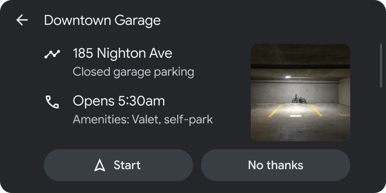 選択した場所の詳細が表示されるペイン テンプレート