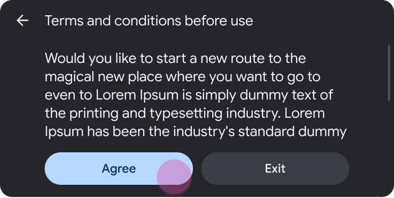 הודעה ארוכה עם שני כפתורים