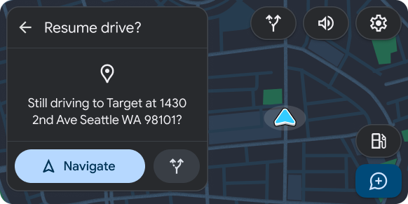 Birincil ve ikincil işlem düğmelerini içeren ileti şablonuyla birlikte Harita + X