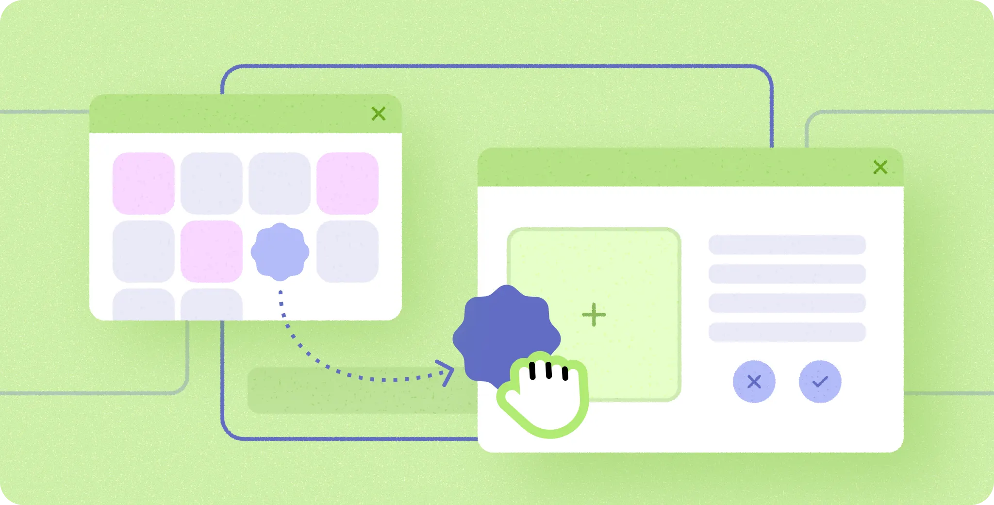 وایرفریم برنامه که در اندازههای مختلف تطبیق مییابد.