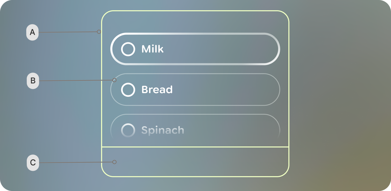 Os elementos de design precisam estar ancorados na parte de baixo do frame.