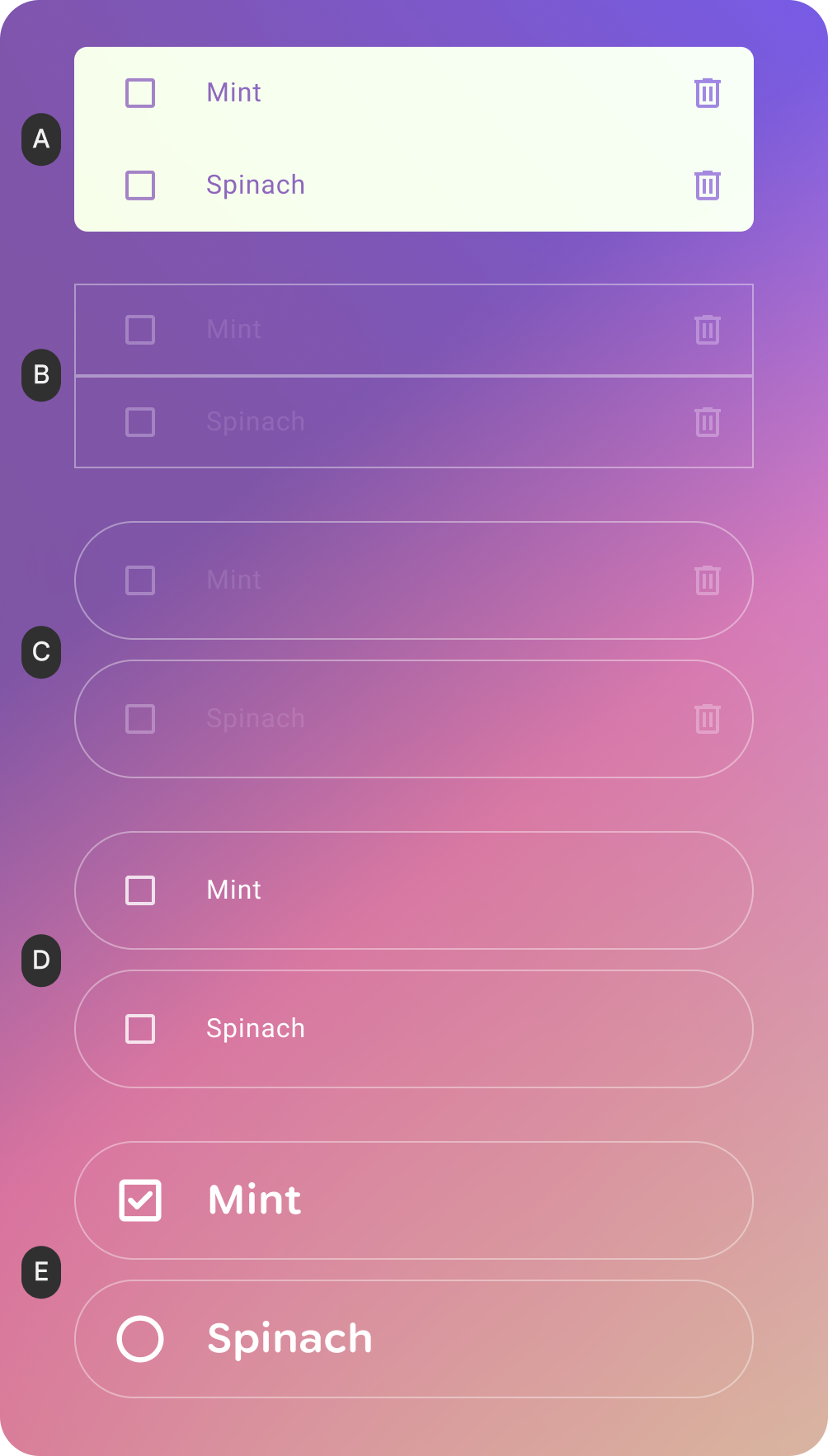 Glimmer-Komponenten sind für die transparente Darstellung optimiert.