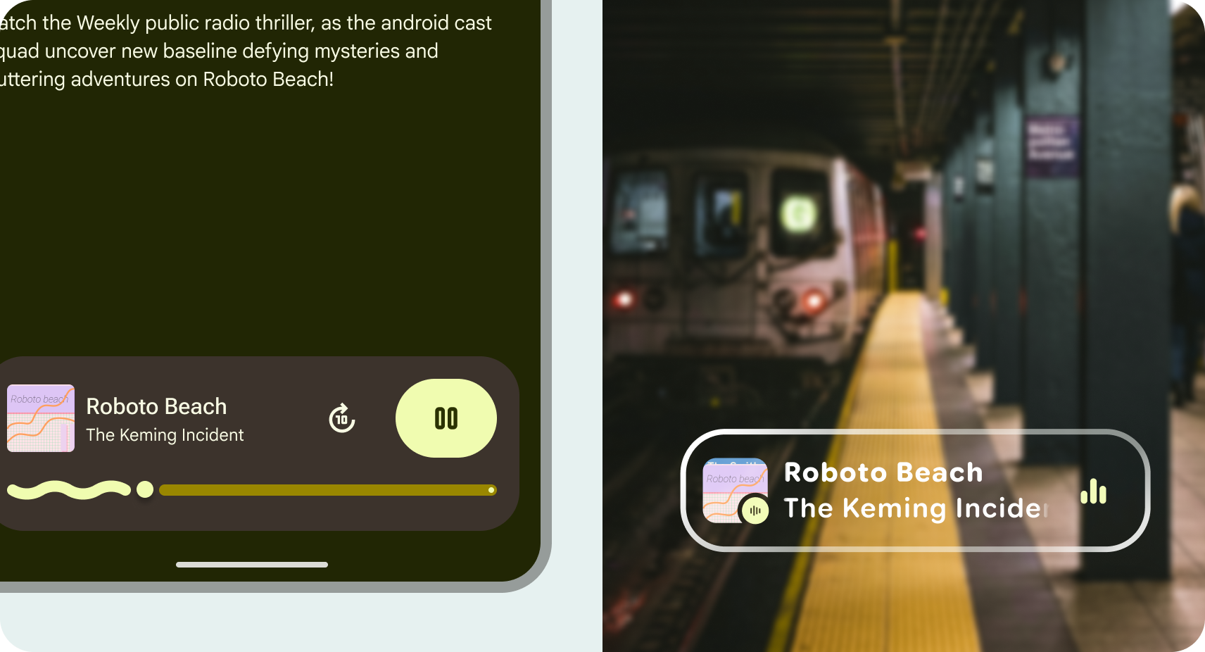 চশমায় প্লেব্যাক প্রদর্শনের জন্য একটি মিডিয়া প্লেয়ার।