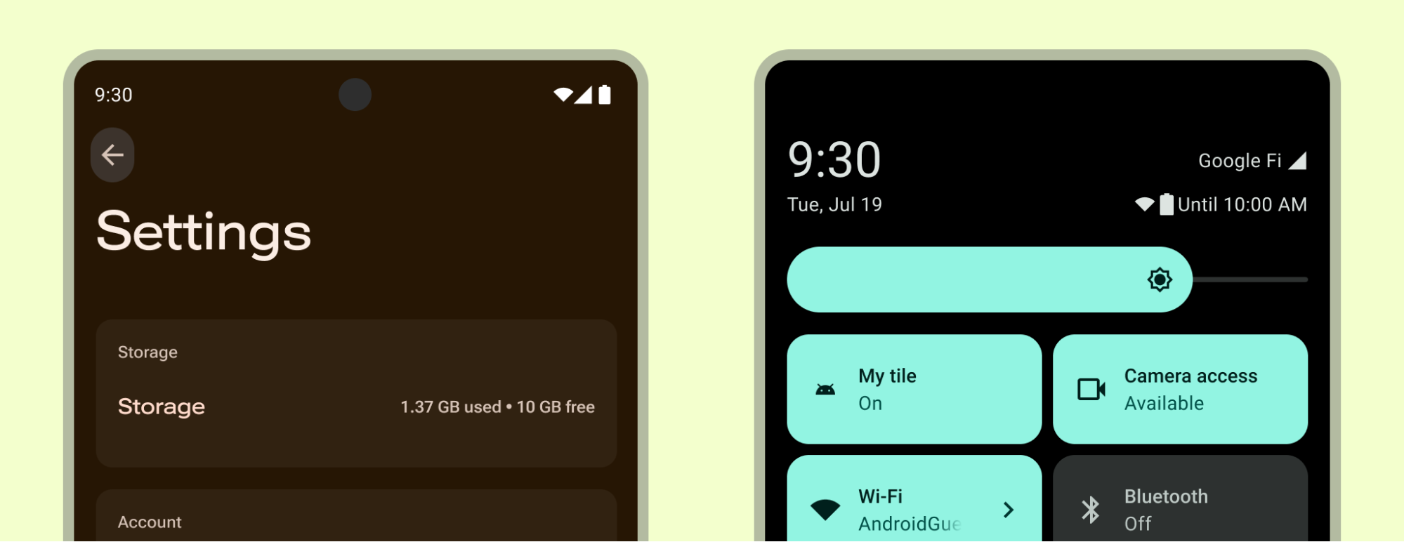 Pantalla de configuración para dispositivos móviles