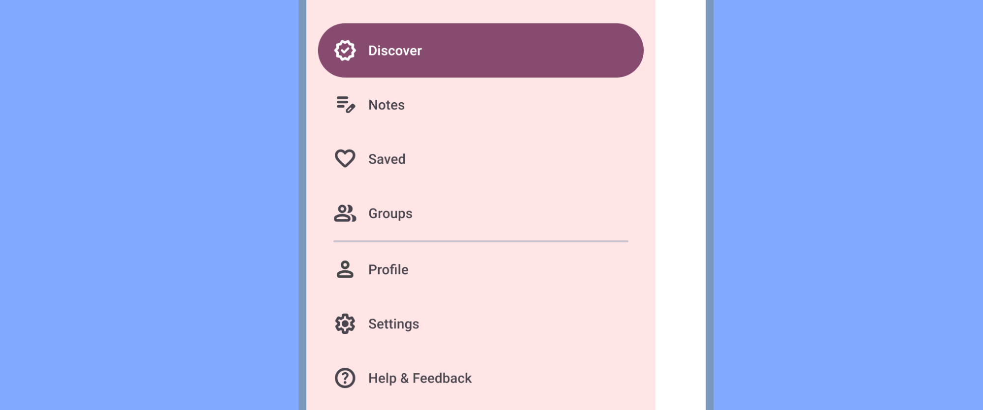 साइड नेविगेशन में सेटिंग