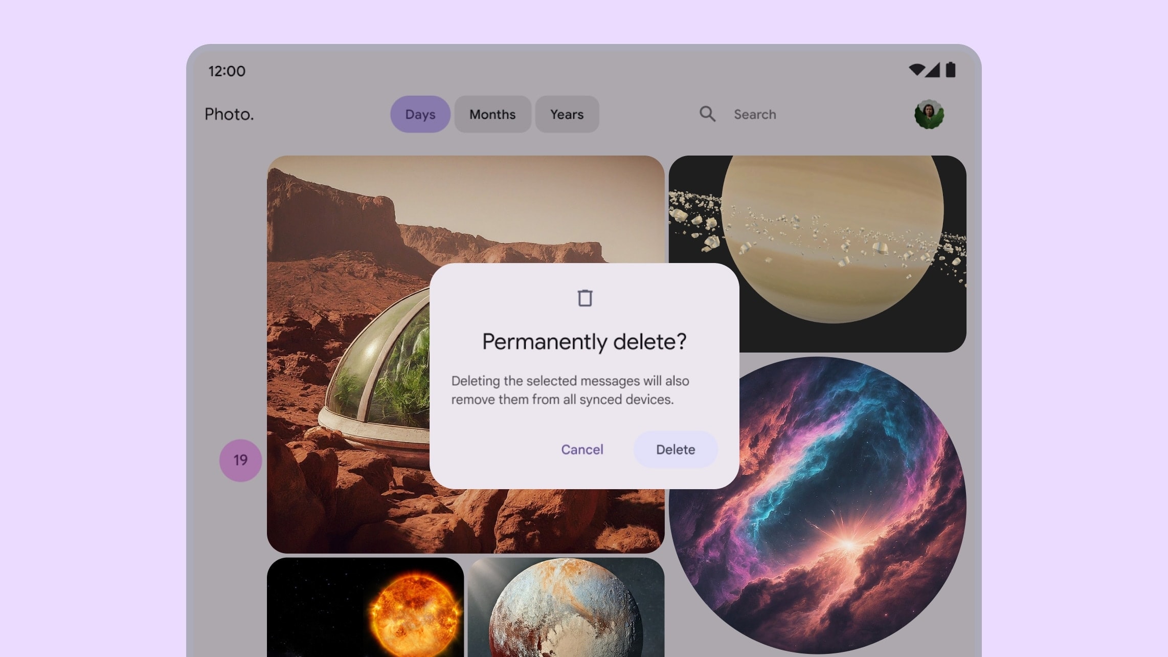 Material Design dialog on a large-screen app
