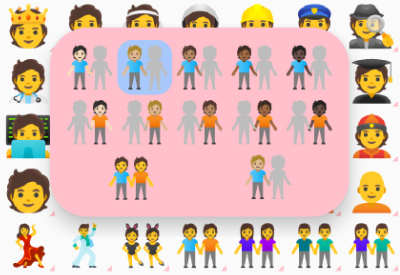 pilih orang emoji setengah kiri ketuk orang emoji kiri