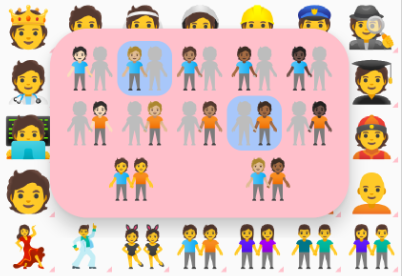 Wählen Sie das Emoji mit der Person auf der rechten Hälfte aus. Tippe auf die richtige Emoji-Person.