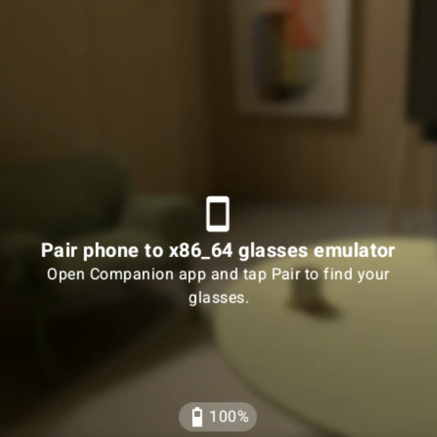 AI Glasses AVD가 완전히 실행되었습니다.