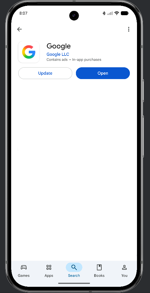 Mettez à jour l'appli Google depuis l'application Google Play Store.