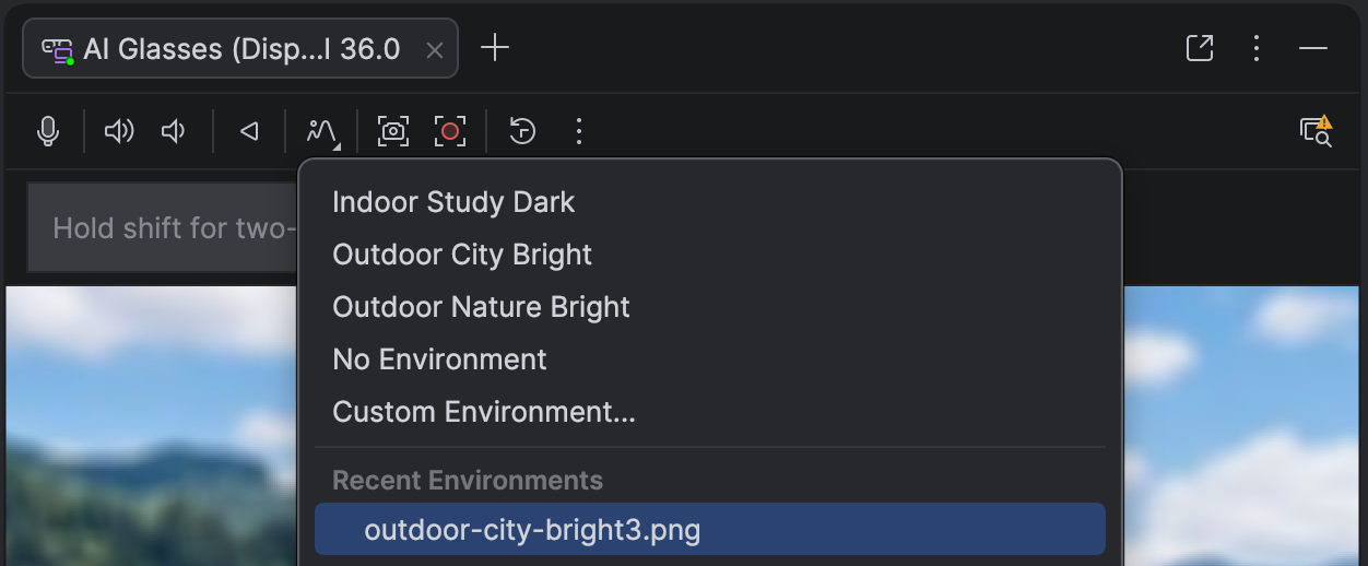 Select a custom photo environment image in Android Studio.